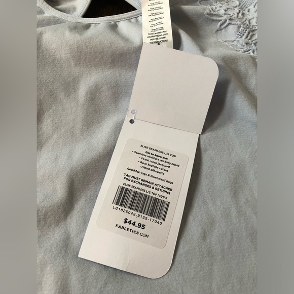 *NWT* Fabletics Women’s M Blue Elise Seamless Floral Keyhole Long-Sleeves Top - Picture 7 of 13
